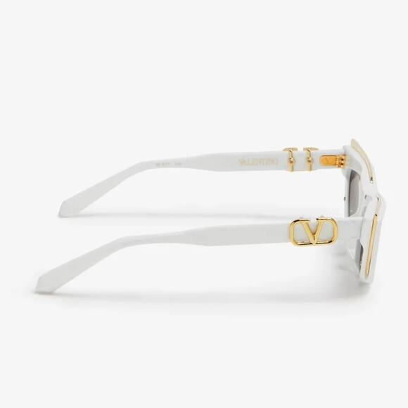 New! Valentino V GOLDCUT I VLS 113D Chic White and Gold Sunglasses, Authentic main image 5